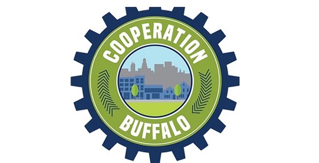 Cooperation Buffalo badge with skyline design
