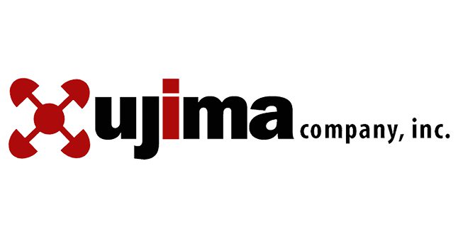 Ujima company branding with red accents