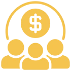Teamwork with a dollar sign icon